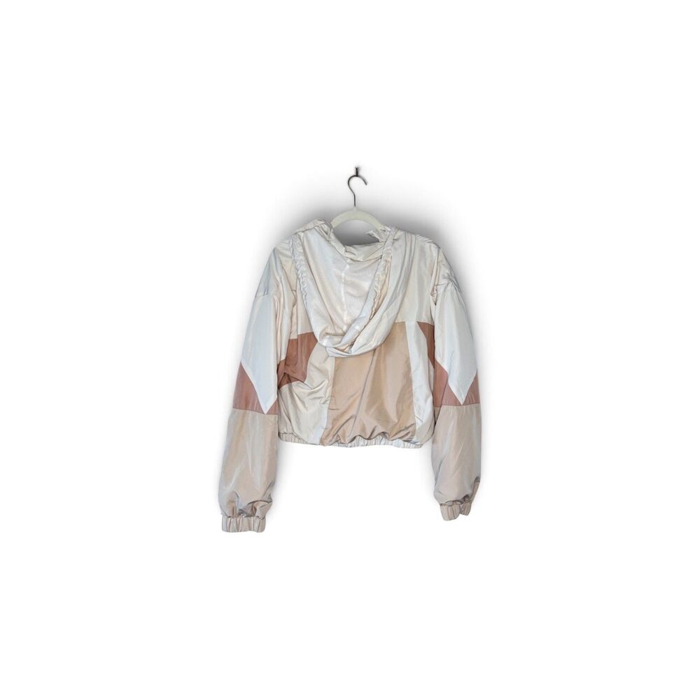 Forever 21 Women's Cropped Colorblock Hooded Windbreaker Jacket Y2K